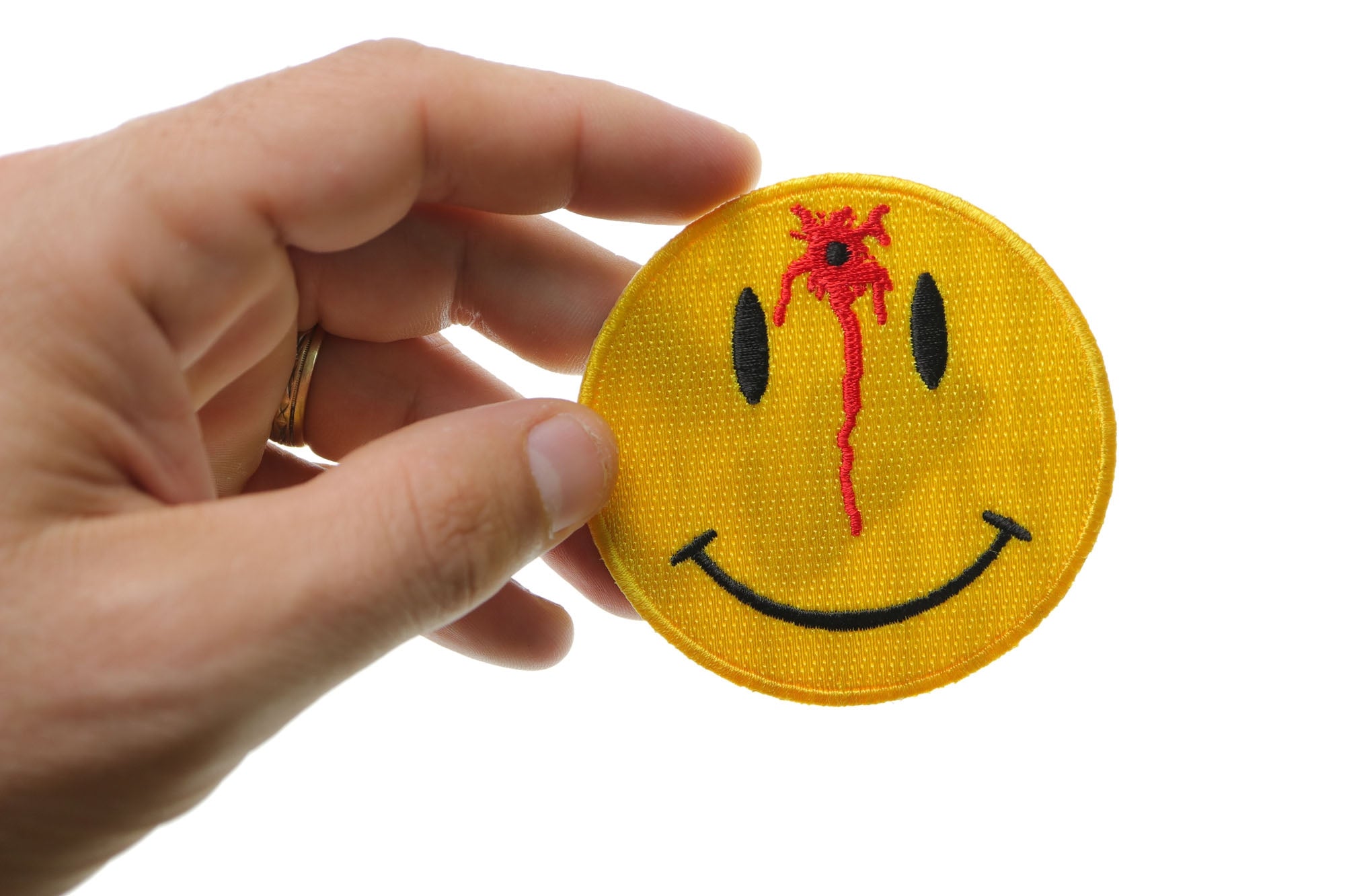 Shot Smiley Funny Iron-on Patch ( 3 x 3 inche )